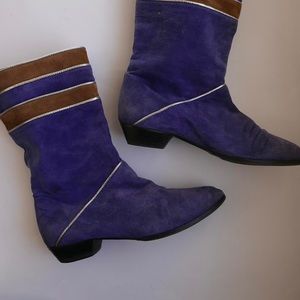 Vintage Navy Suede Boots. Size 37 US 7